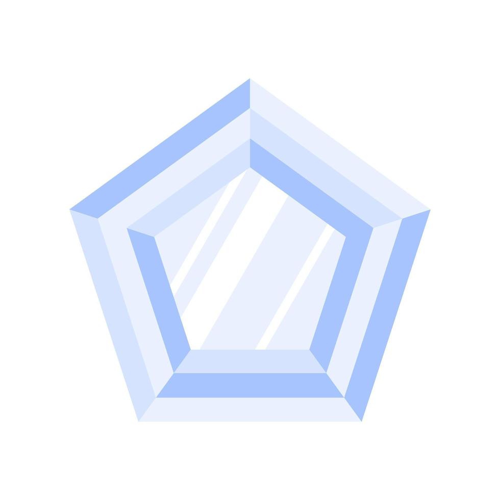 Blue pentagon precious stone or gem. vector
