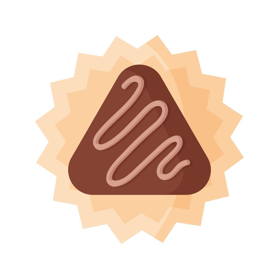 postre triangular de chocolate o caramelo con glaseado vector