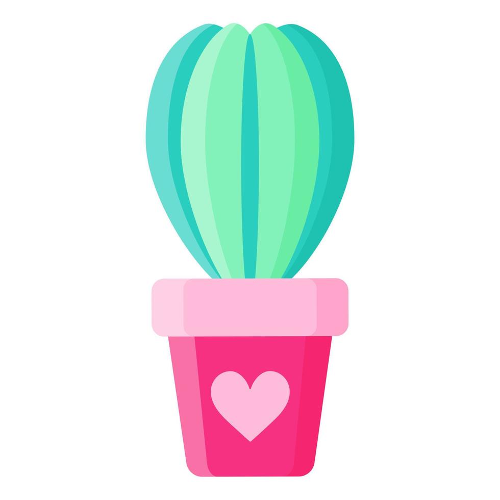 Pink flower pot with cactus or succulent without thorns vector