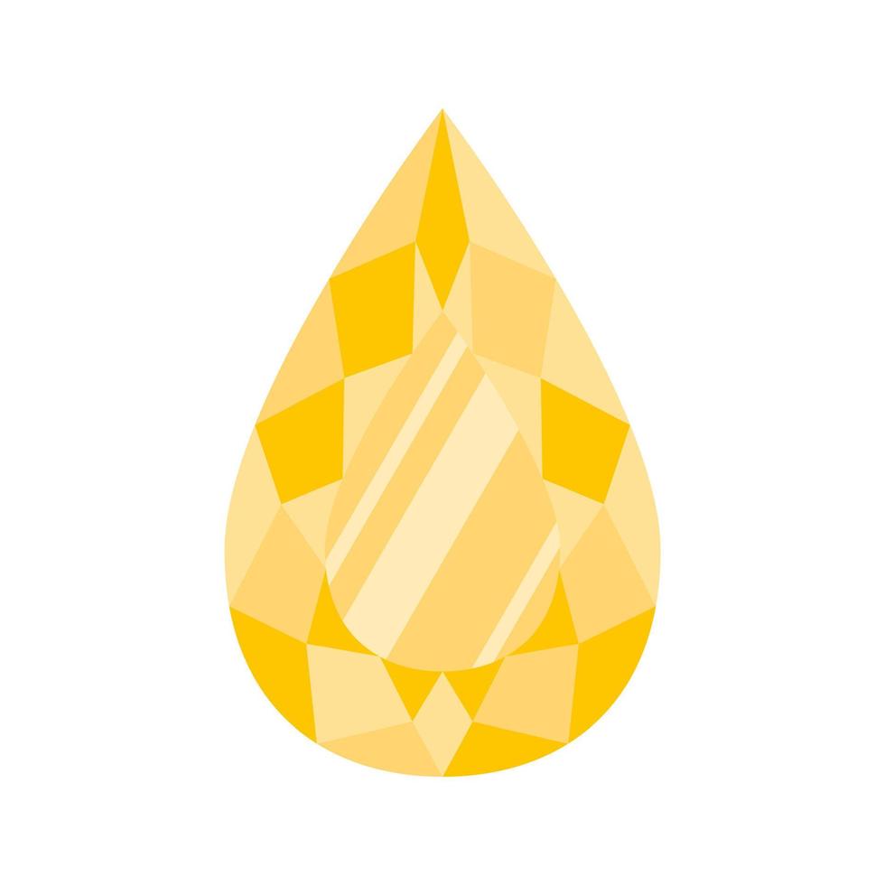 Yellow drop precious stone or gem. vector