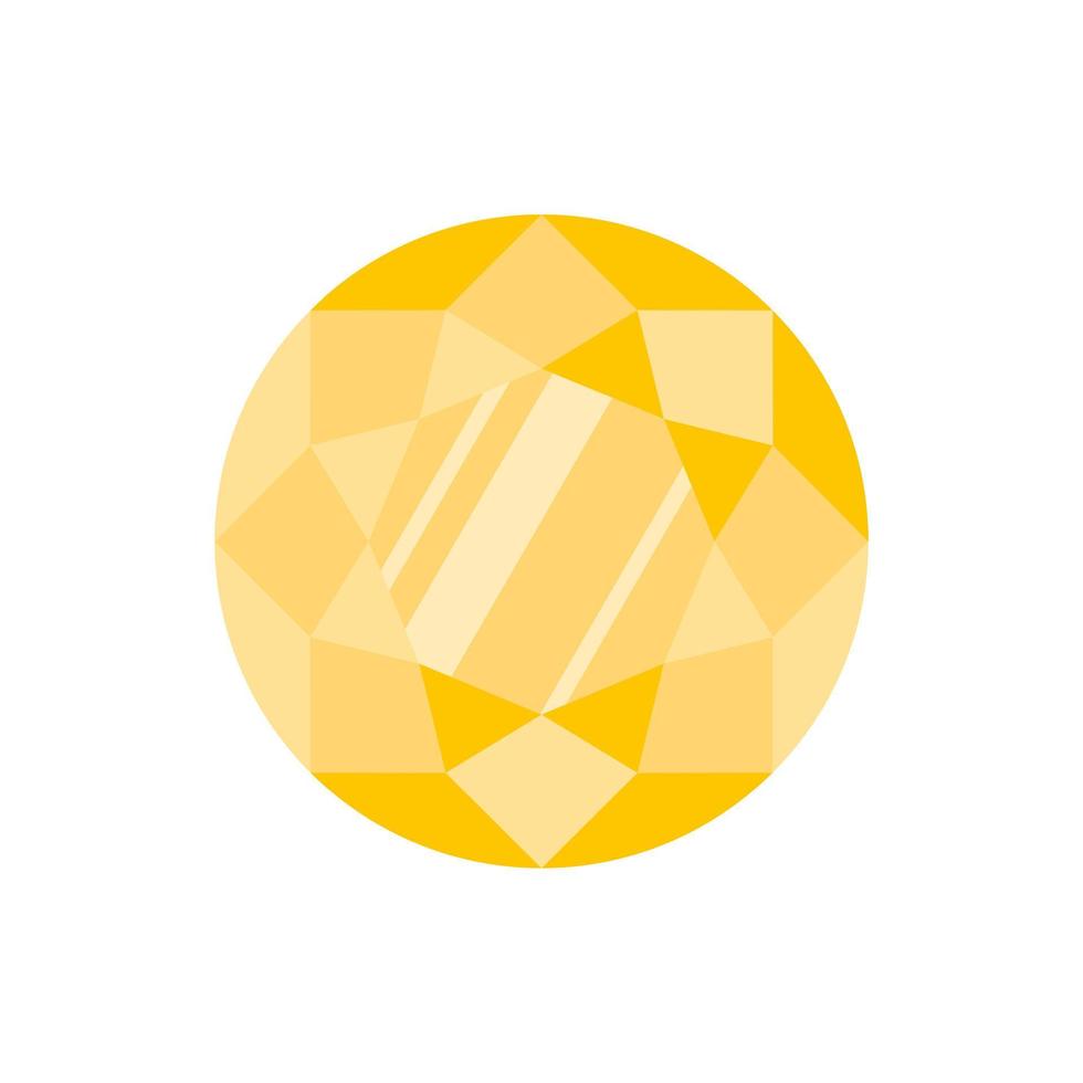 Yellow circle precious stone or gem. vector