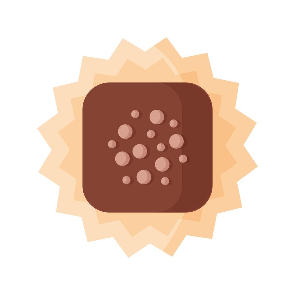 Square chocolate truffle with icing vector