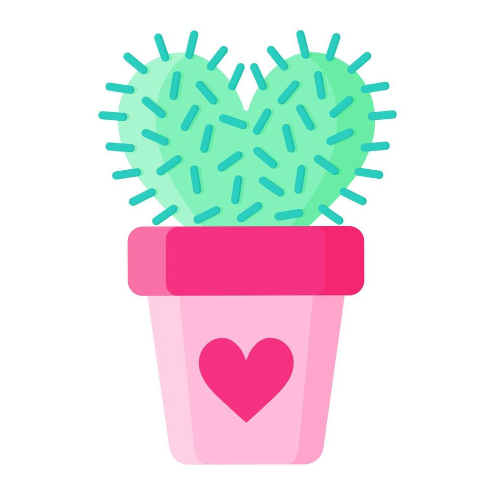 Pink flower pot with prickly cactus or succulent vector