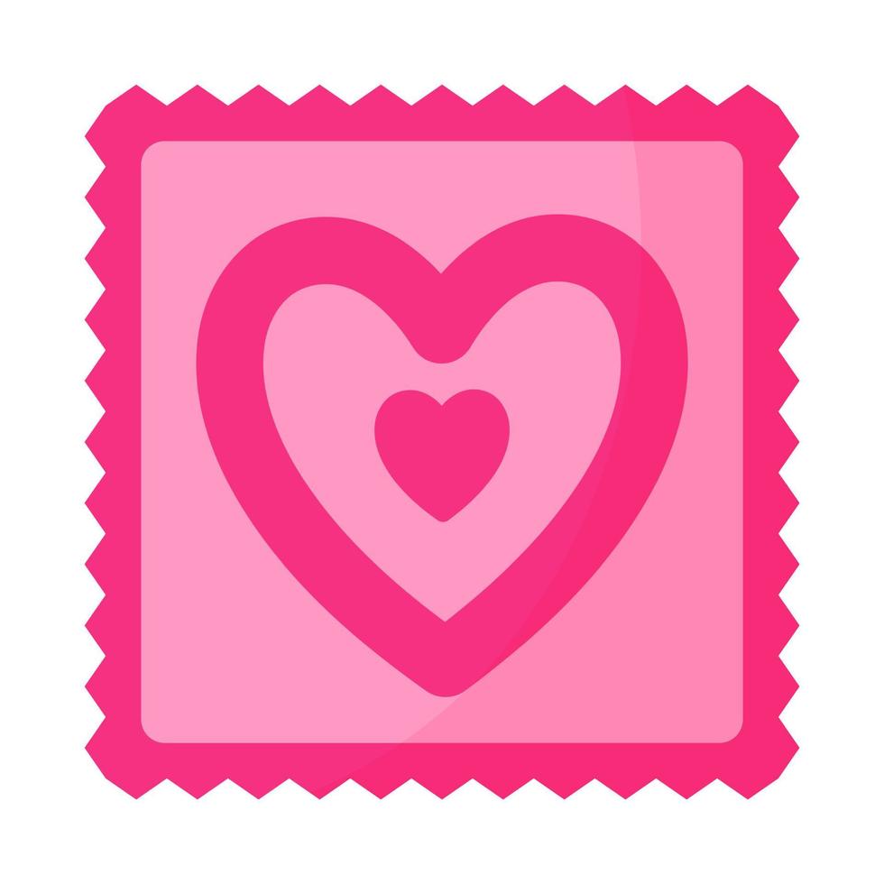 Pink condom packaging design with two hearts. vector