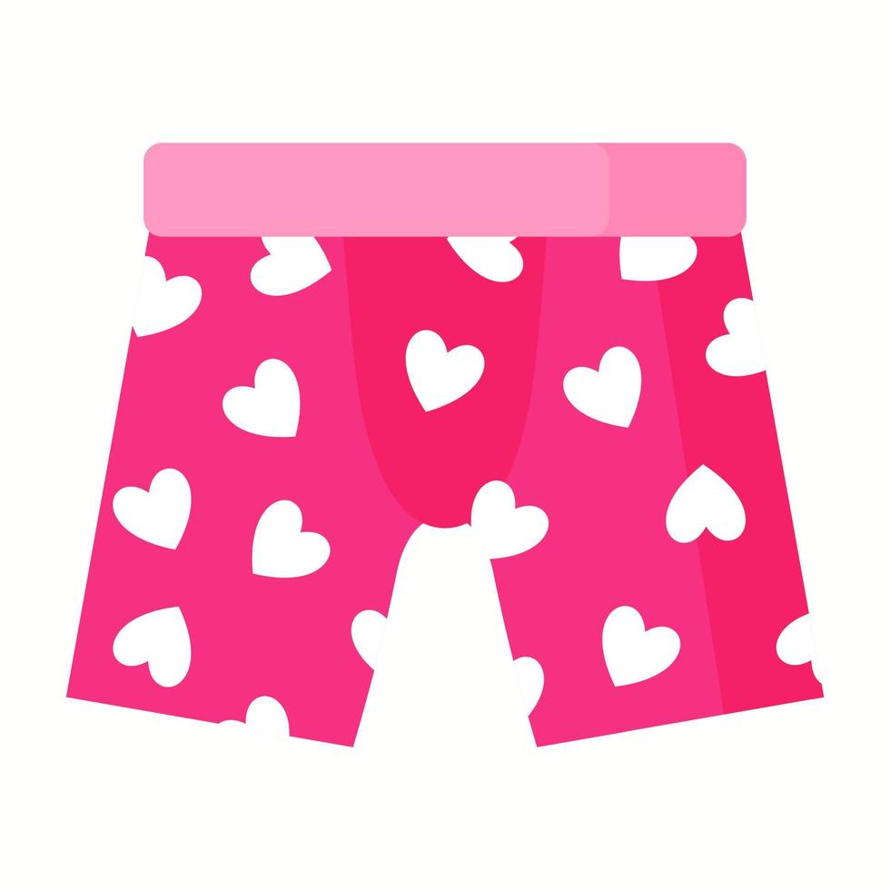 Pink Men boxer underpants with white hearts. Fashion concept vector