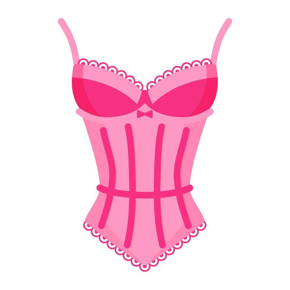 Women elegant pink retro corset. Fashion concept. vector