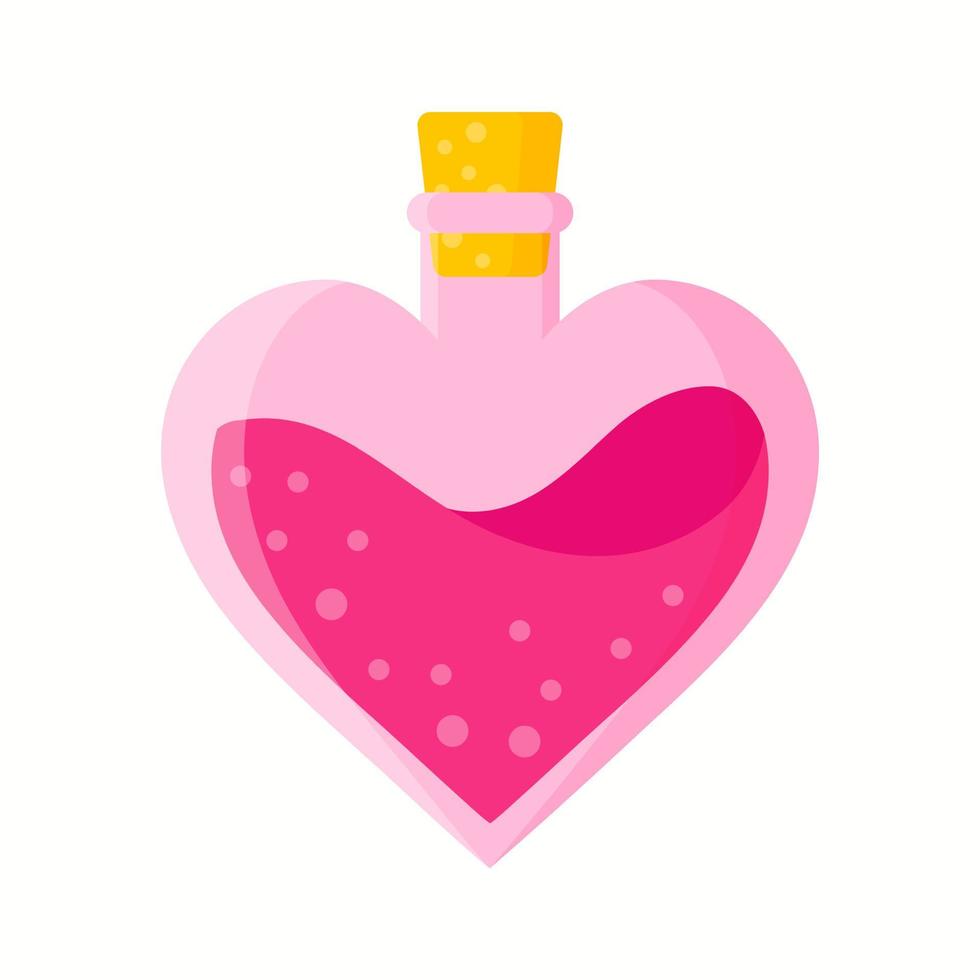 Love potion in pink heart bottle for the wedding or Valentine Day. vector