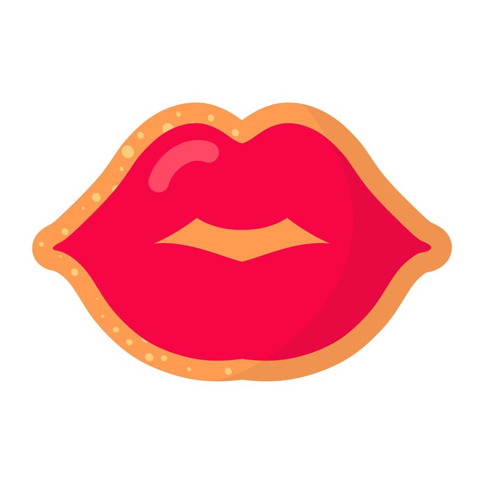 Gingerbread kiss lips cookie with icing vector