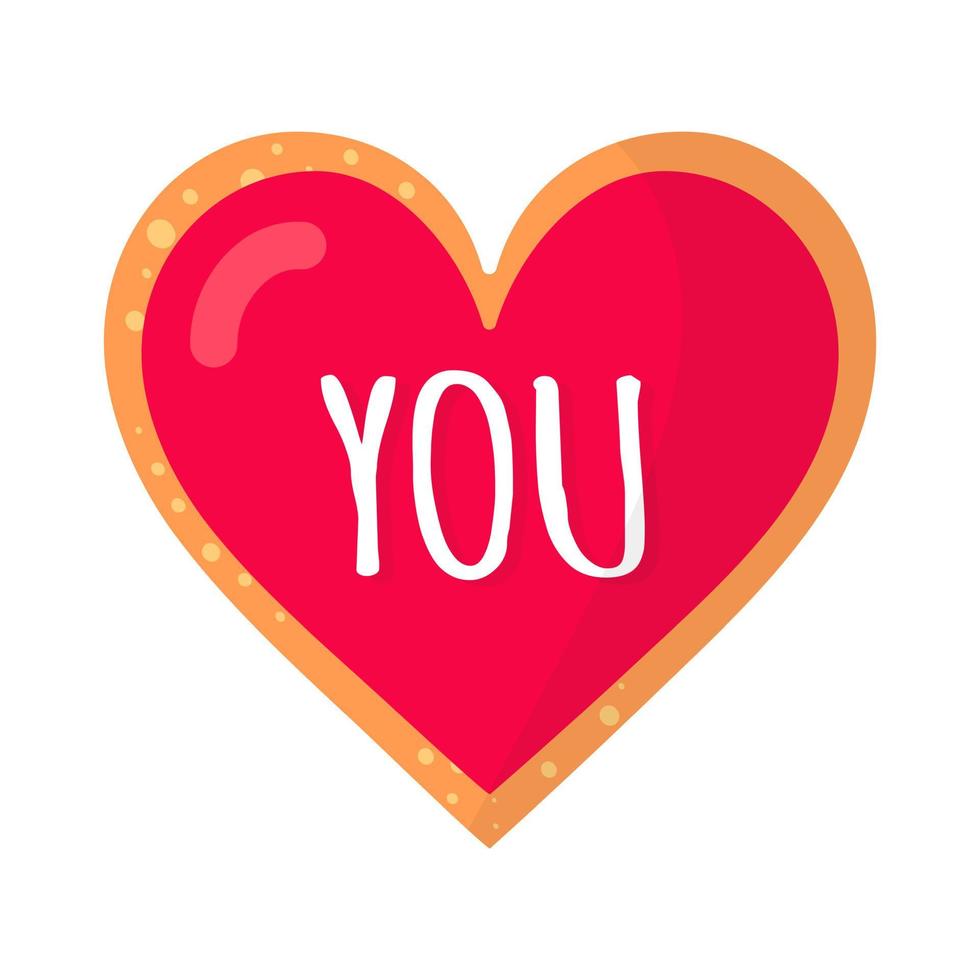 Gingerbread heart cookie with you inscription vector