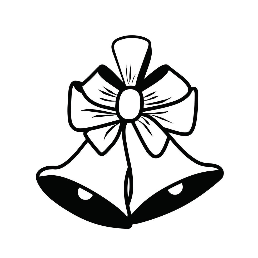 campana de navidad icono blanco y negro vector