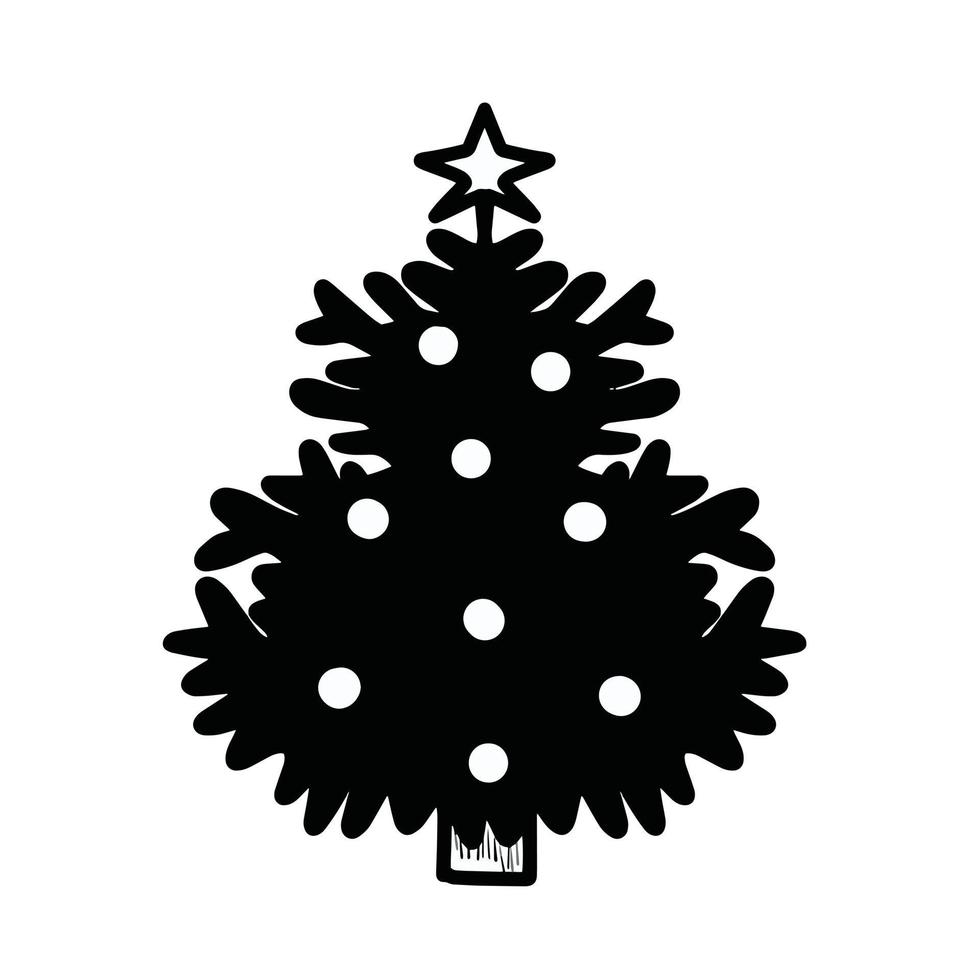 christmas tree black and white illustration 4580150 Vector Art at Vecteezy