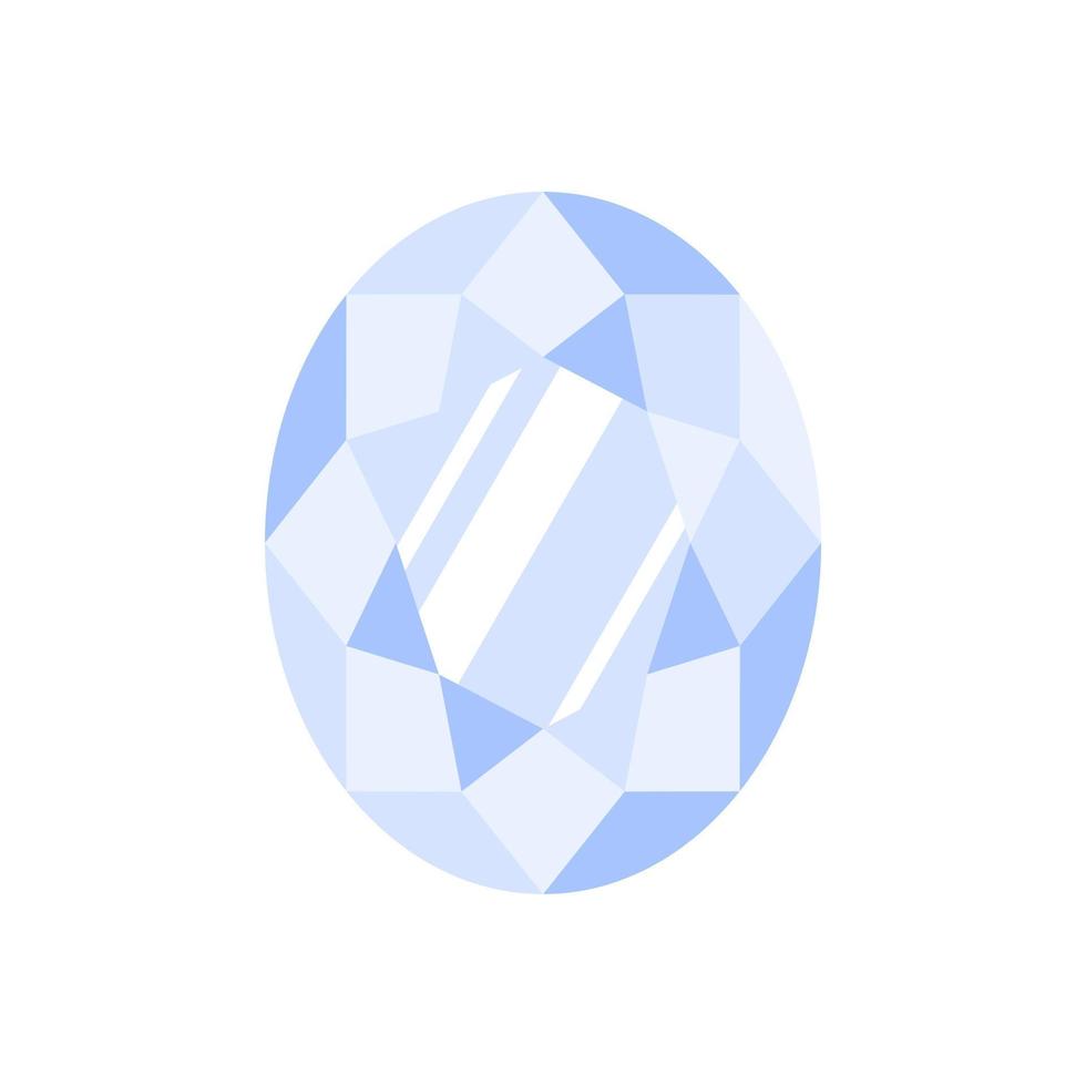 Blue oval precious stone or gem. vector