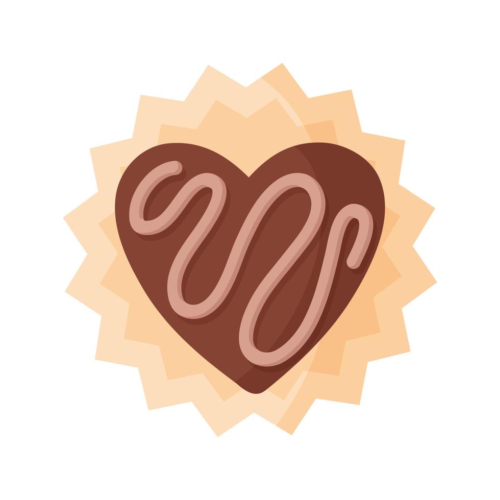 Postre de corazón de chocolate o caramelo con glaseado vector