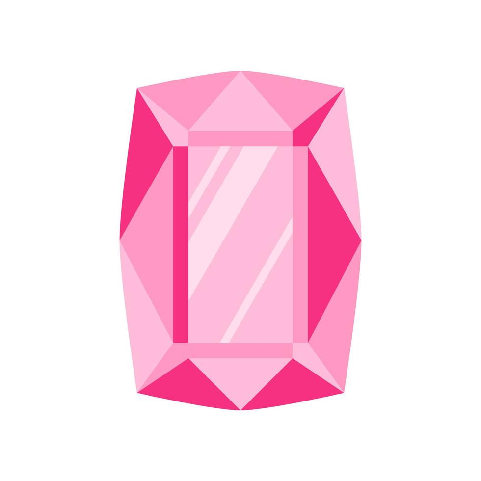 Pink rectangle precious stone or gem. vector