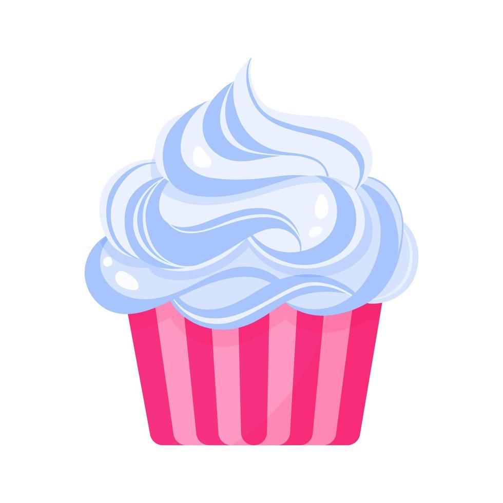 Cupcake or muffin with blue cream. vector