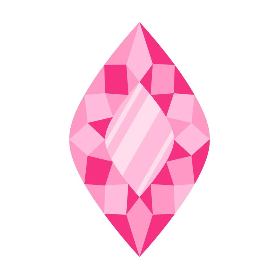 Pink rhombus precious stone or gem. vector