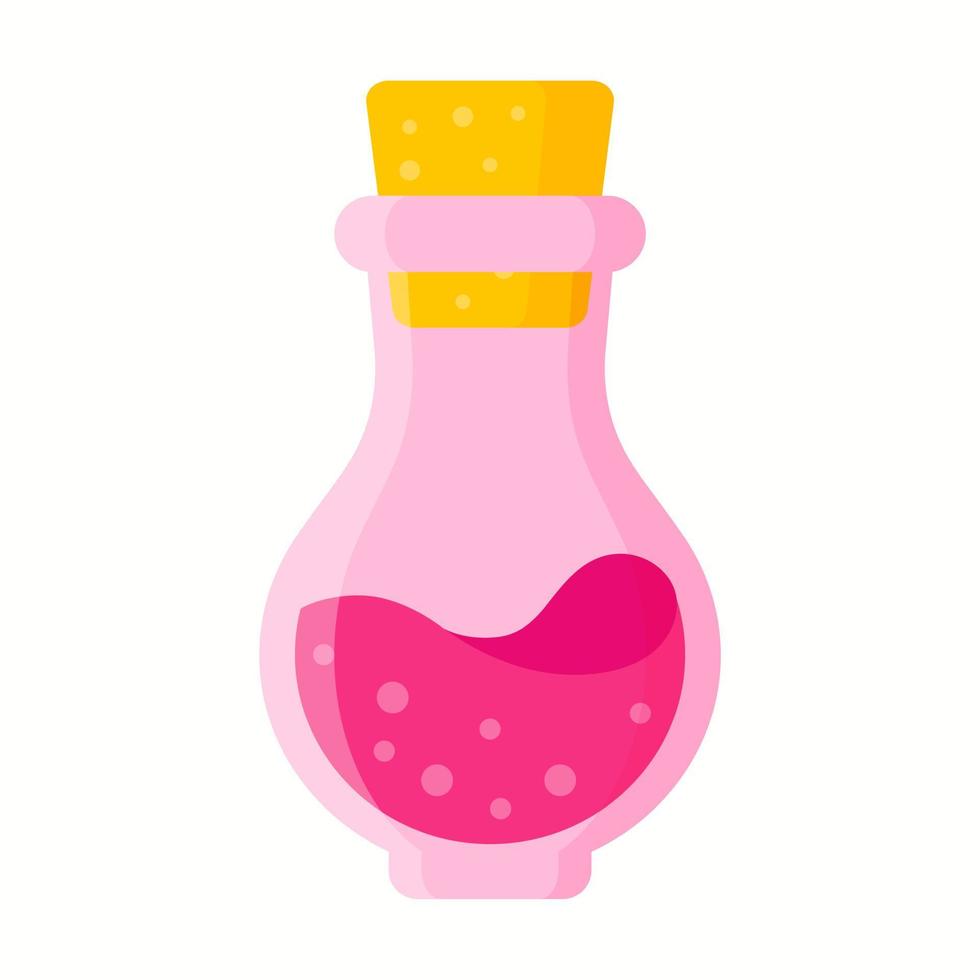 Love potion in pink small round bottle for the wedding or Valentine Day. vector