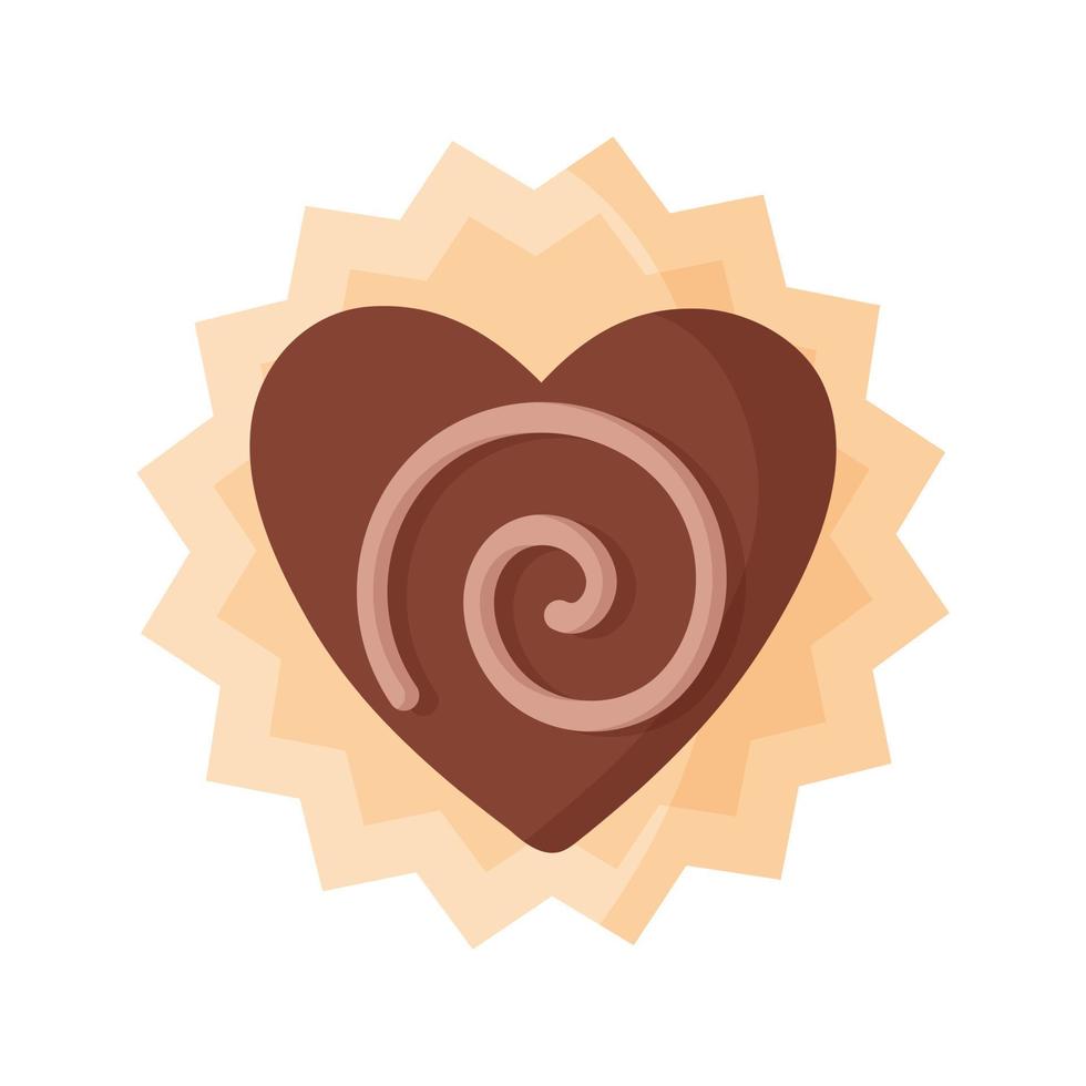 corazón de chocolate con leche con glaseado vector