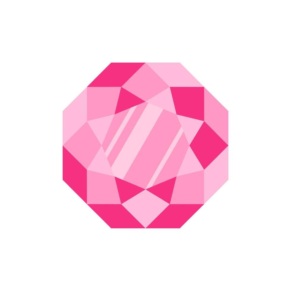 Pink circle precious stone or gem. vector