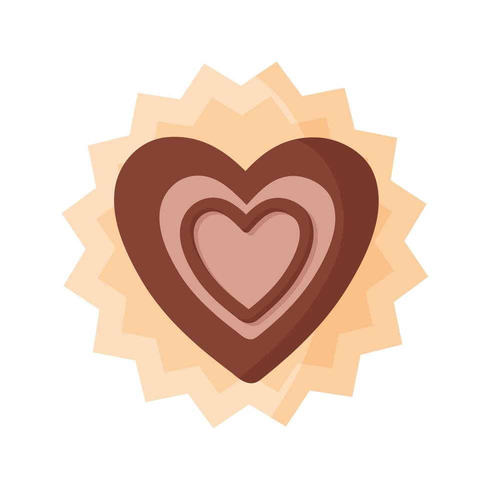 corazón de trufa de chocolate con glaseado vector