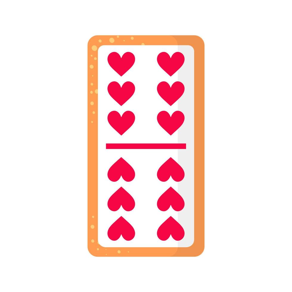 Domino six by six hearts bone cookie with heart for Valentine's Day or wedding. vector