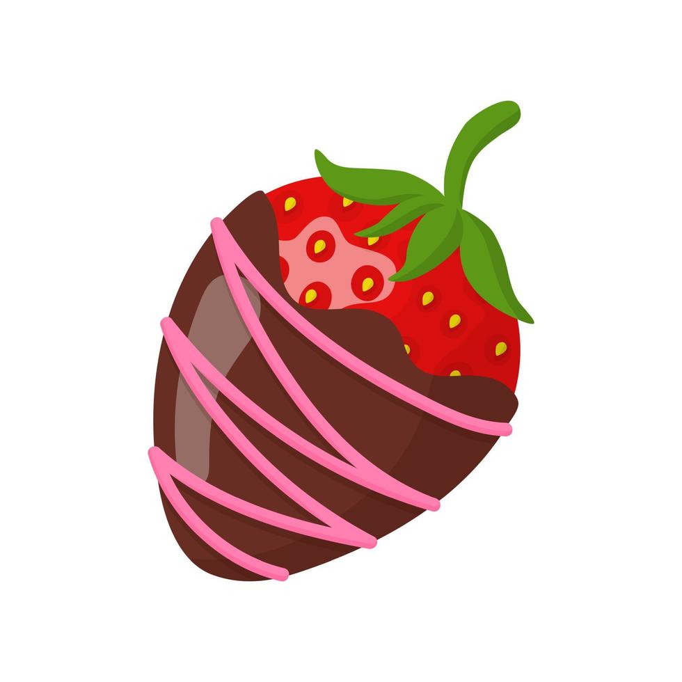 Glazed fresh strawberry in pink and milk chocolate vector