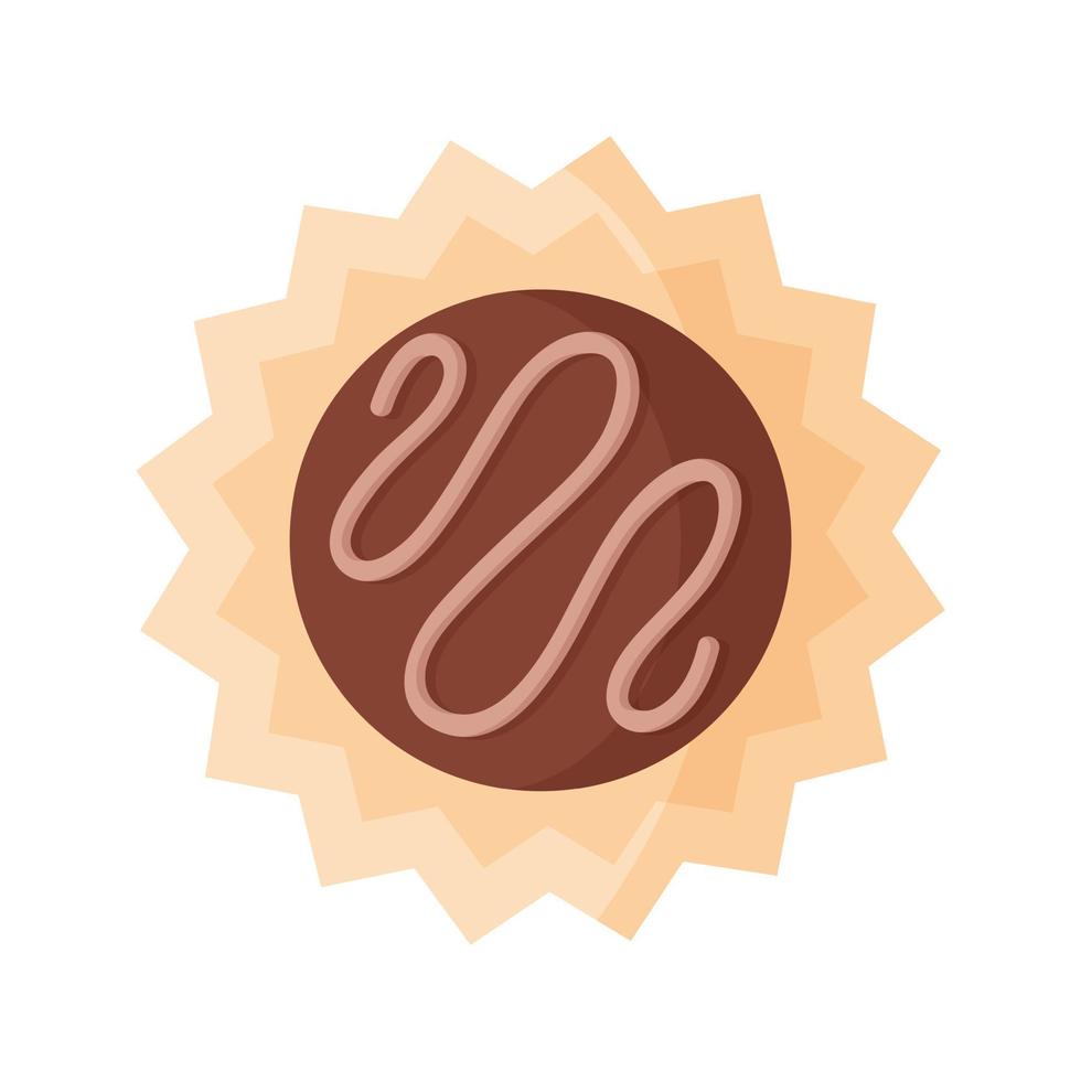 Circle chocolate dessert or candy with icing vector