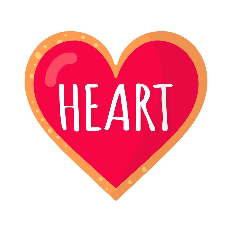 Gingerbread heart cookie with heart inscription vector