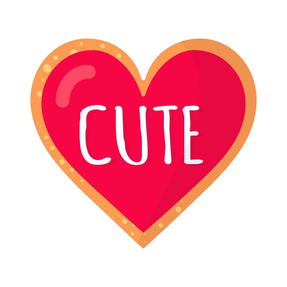 Gingerbread heart cookie with cute inscription vector