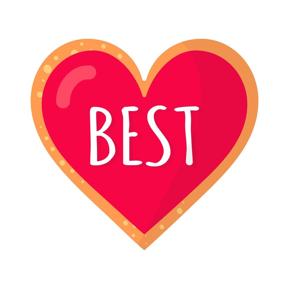 Gingerbread heartcookie with best inscription vector