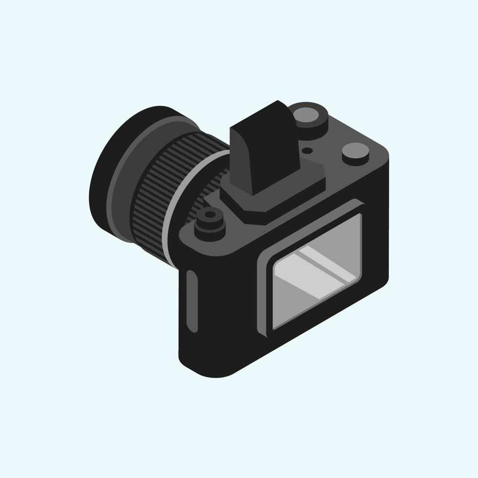 Professional photographer camera equipment isometric vector