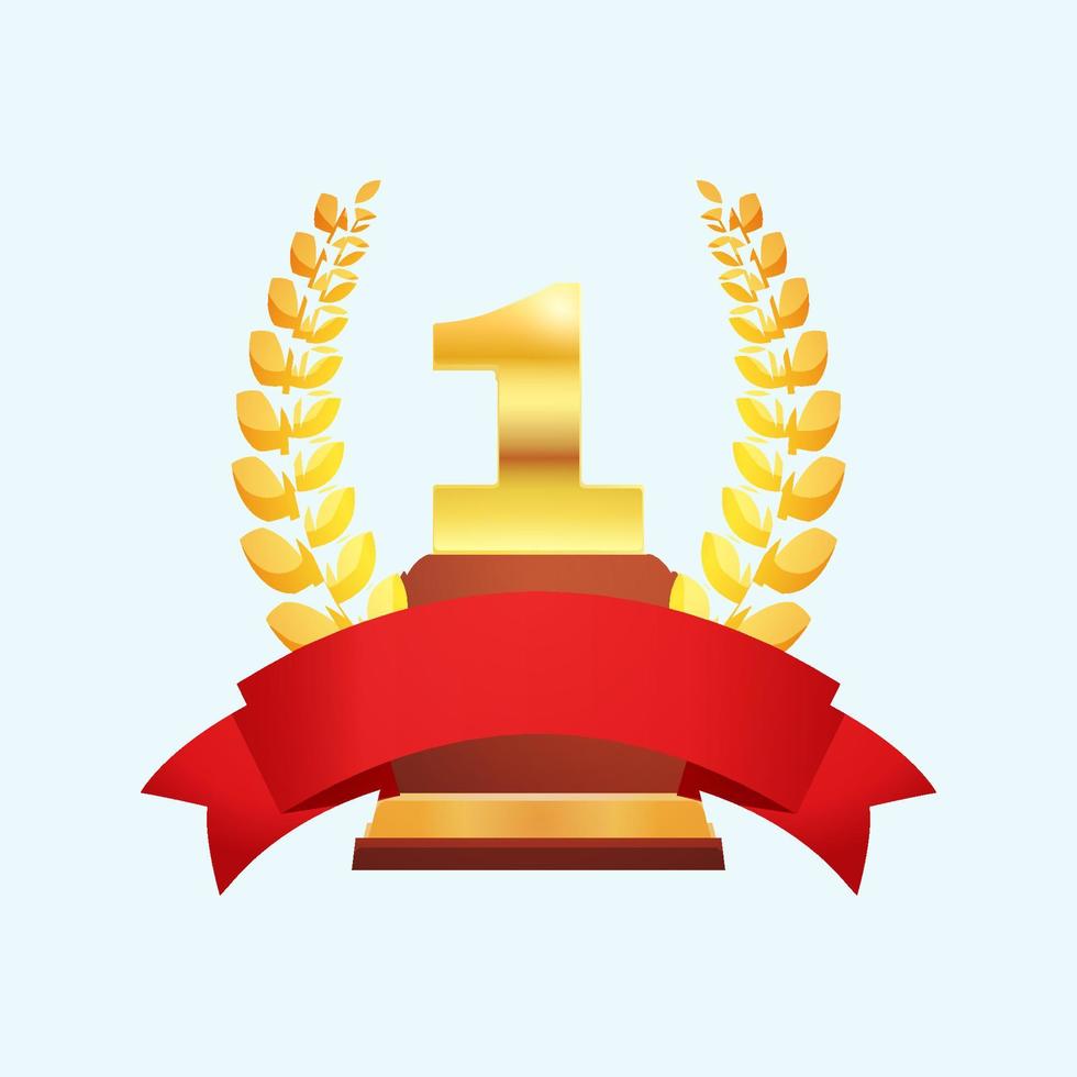 champion Award trophy medal ribbon vector