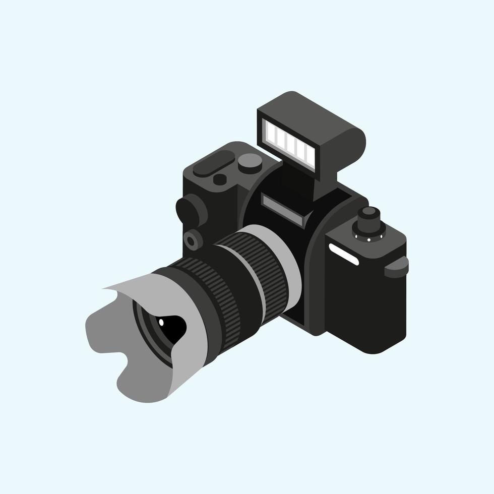 Professional photographer camera equipment isometric vector