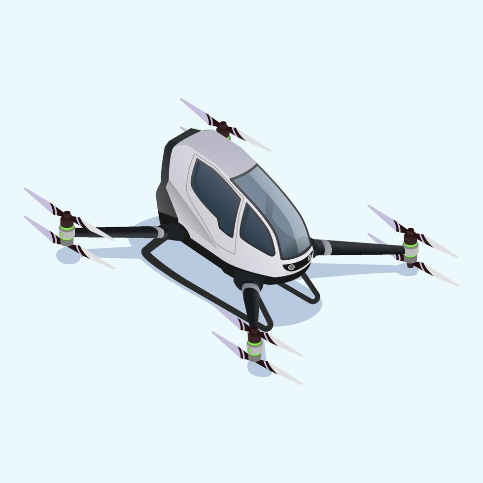 Drones quadrocopters isometric digital aircraft vector