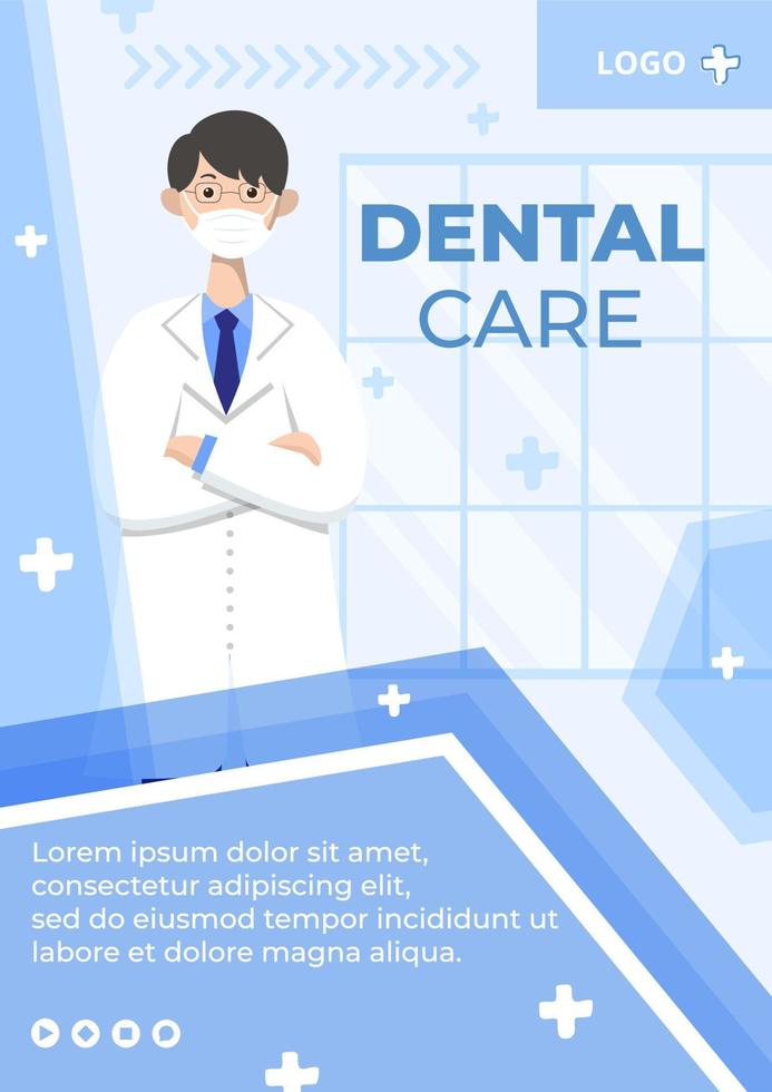 Publicación de ilustración de diseño plano dental editable de fondo cuadrado adecuado para redes sociales, alimentación, tarjetas, saludos, anuncios impresos y web en Internet vector