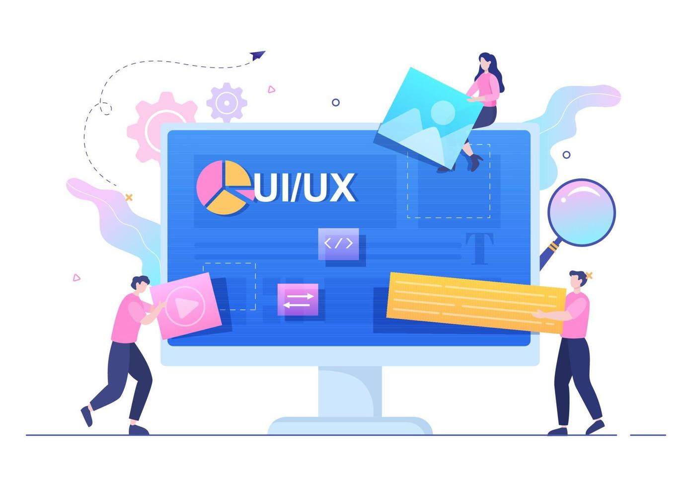 UI UX Programmer Flat Design Vector Illustration