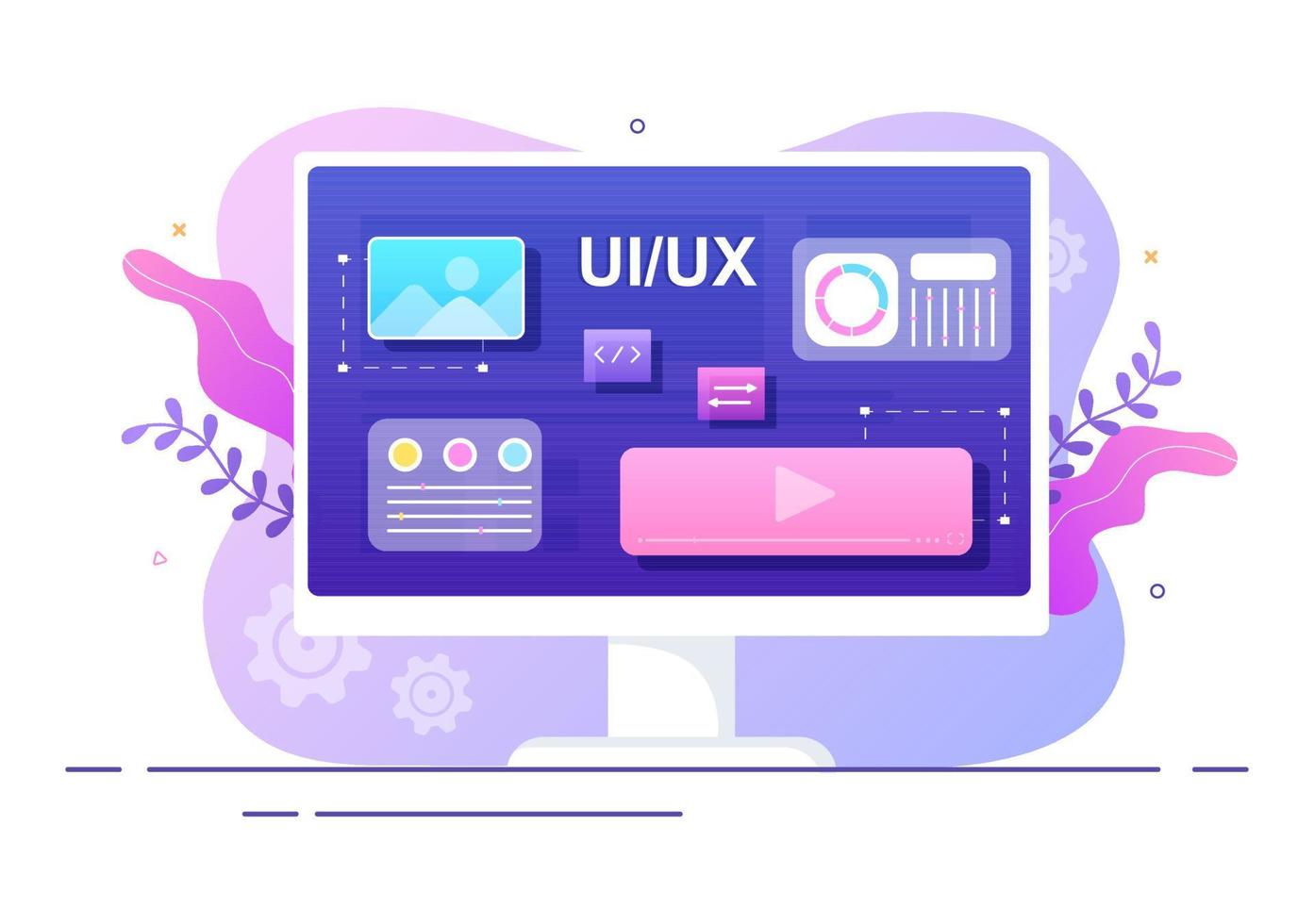 UI UX Programmer Flat Design Vector Illustration