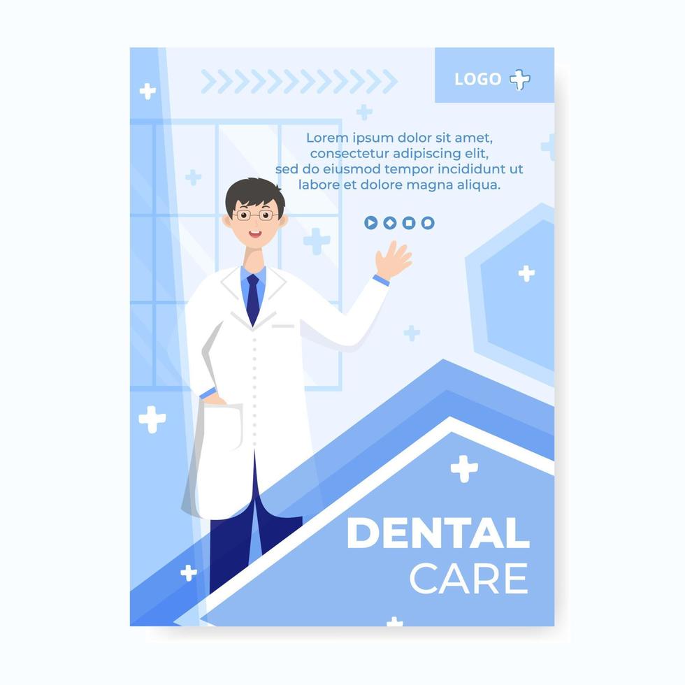 Publicación de ilustración de diseño plano dental editable de fondo cuadrado adecuado para redes sociales, alimentación, tarjetas, saludos, anuncios impresos y web en Internet vector