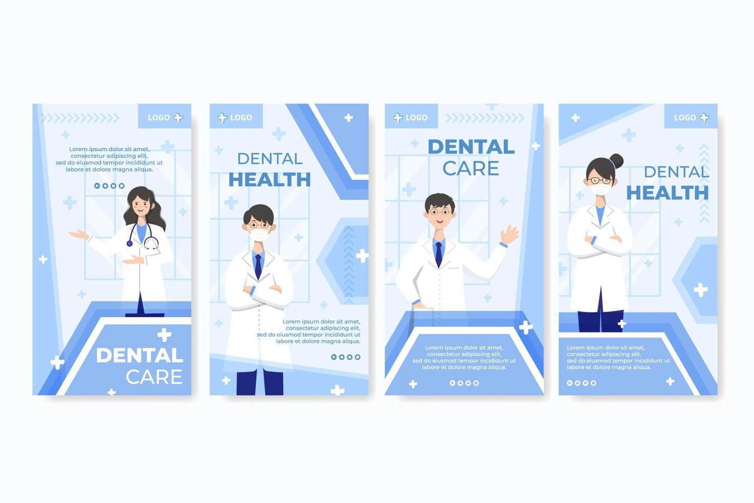 Publicación de ilustración de diseño plano dental editable de fondo cuadrado adecuado para redes sociales, alimentación, tarjetas, saludos, anuncios impresos y web en Internet vector