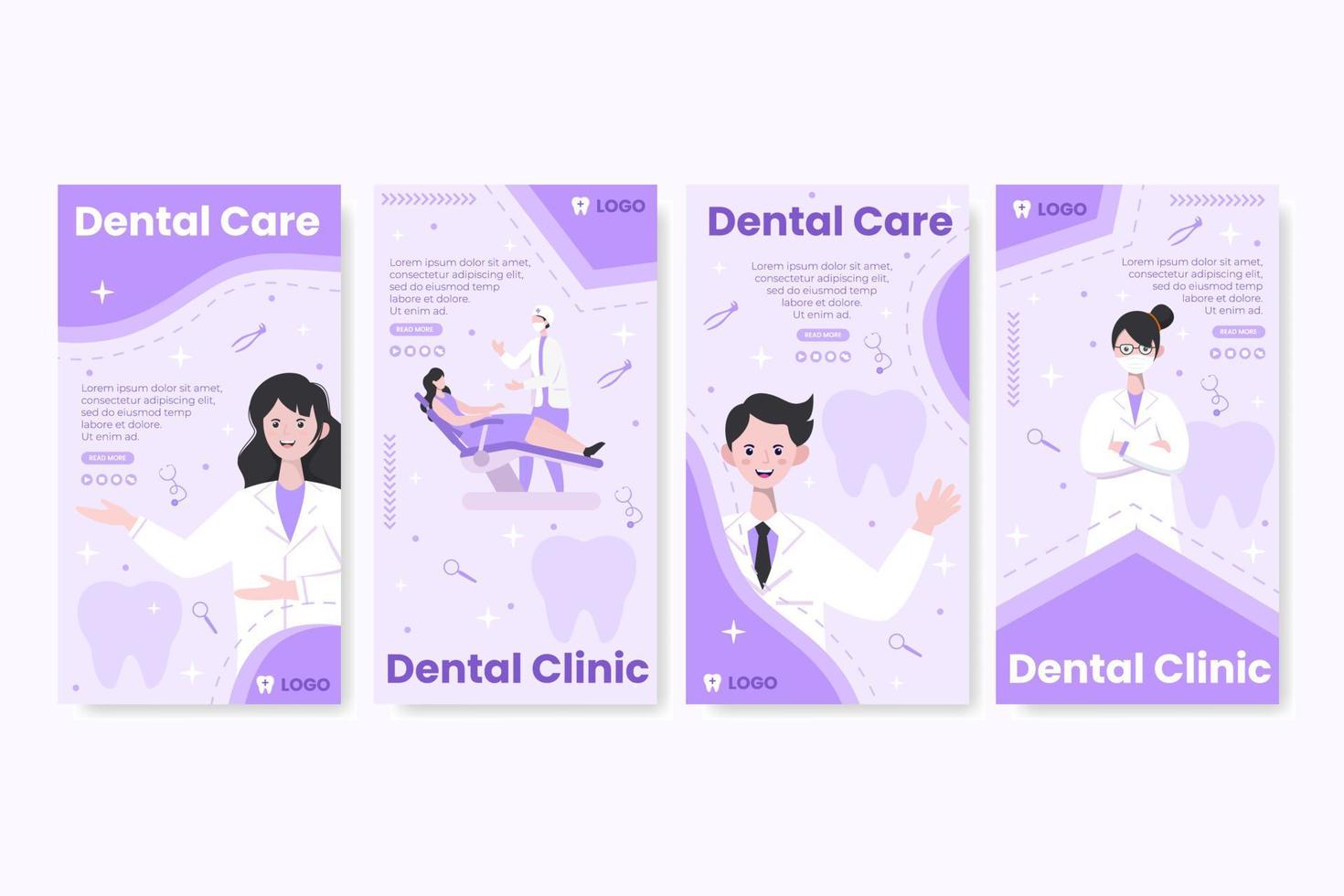 Publicación de ilustración de diseño plano dental editable de fondo cuadrado adecuado para redes sociales, alimentación, tarjetas, saludos y anuncios web en Internet vector