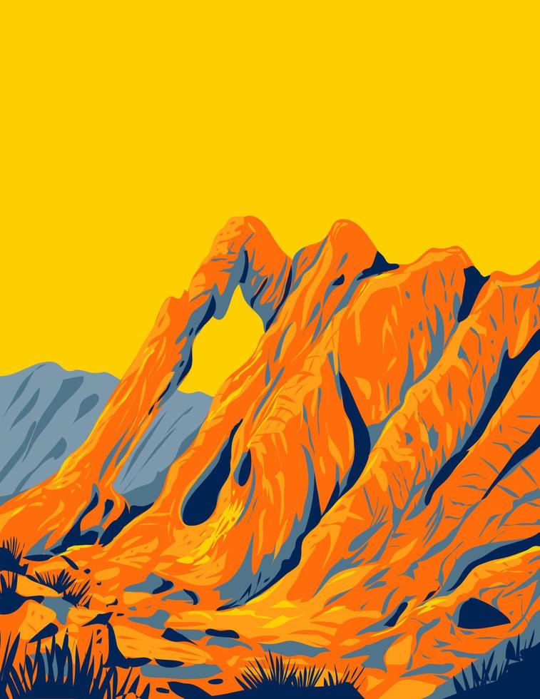 Valley of Fire State Park with Red Sandstone Formations the Aztec Sandstone Overton Nevada USA WPA Poster Art vector