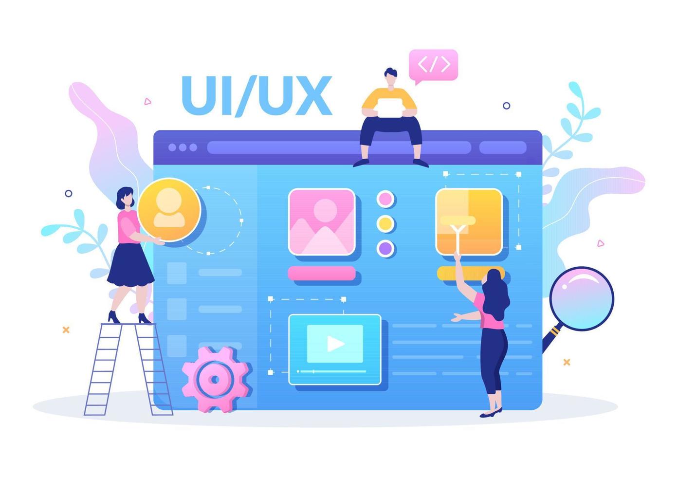 ui ux programador diseño plano ilustración vectorial vector