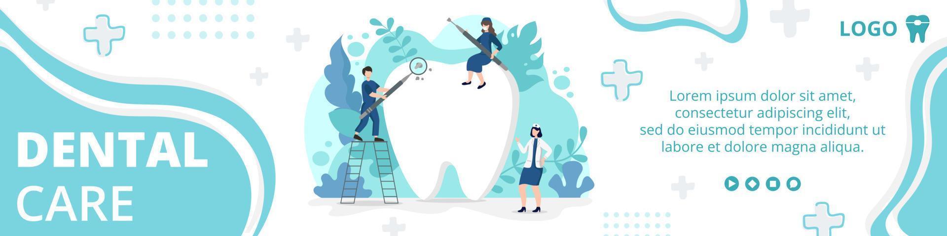 banner de ilustración de diseño plano dental editable de fondo cuadrado adecuado para redes sociales, alimentación, tarjetas, saludos, anuncios impresos y web en Internet vector