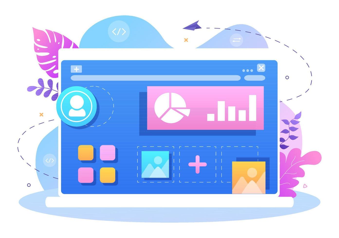 UI UX Programmer Flat Design Vector Illustration