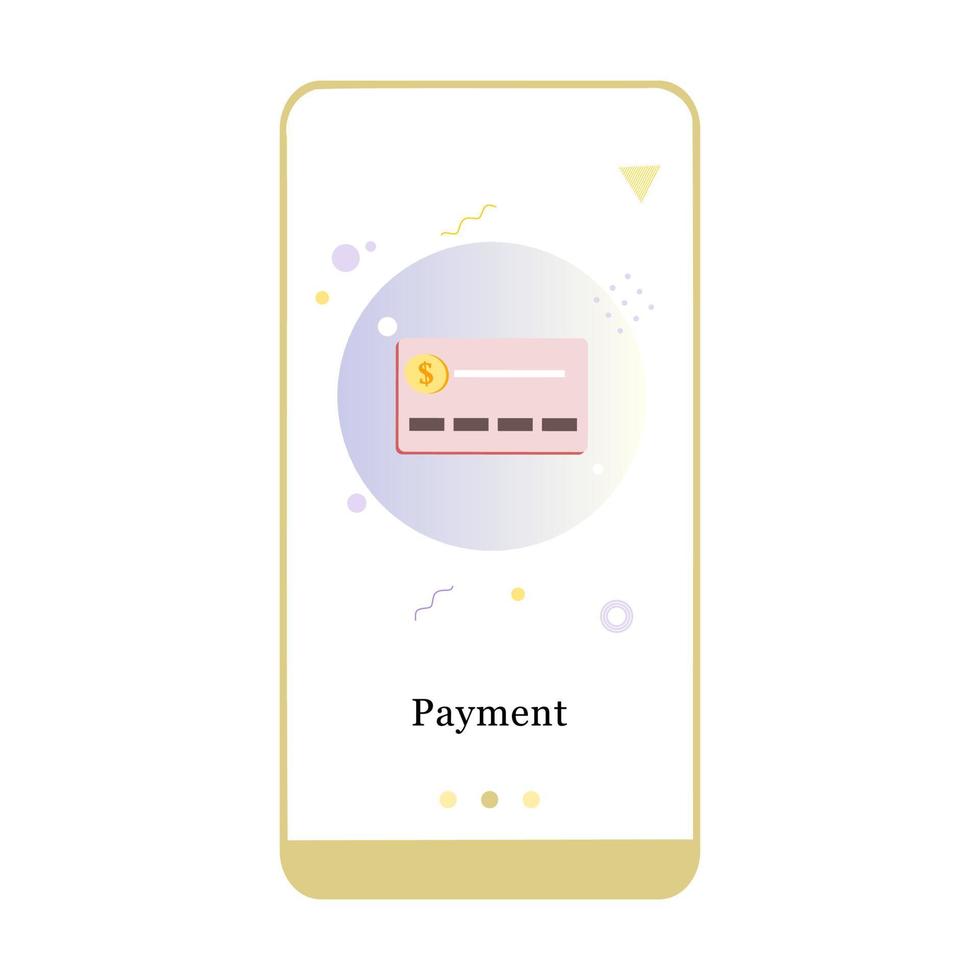 E-payment mobile app page onboarding screen. Application design for Easy Payment, Payout, Credit Card, Loan Payment, and Point Accumulation. UI on boarding screens mobile template vector illustration.