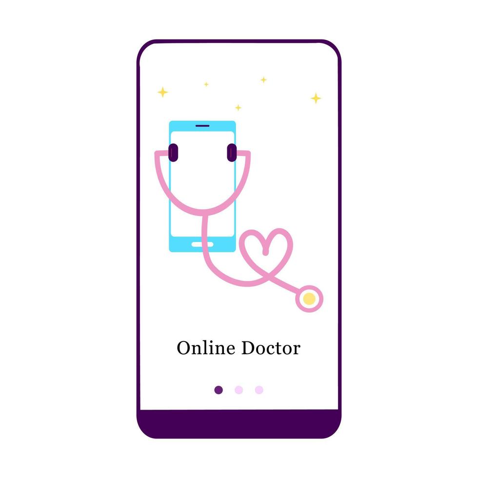 Application design for Online Doctor, Online Consultation, Virtual Doctor, Online Diagnosis. UI onboarding screen design. 3D isometric onboard mobile app template page. Modern flat vector illustration