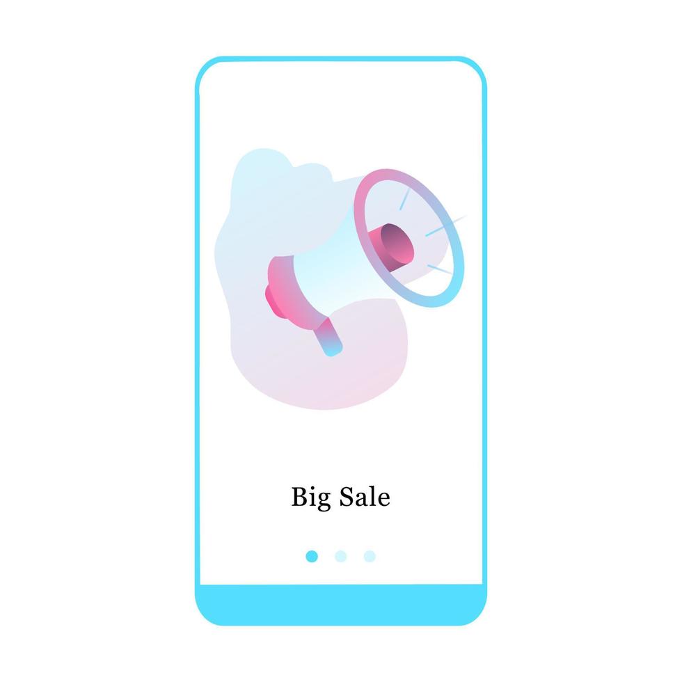 Vector illustration of Big sale, Special Gifts and Best Discount on the onboarding app screen and web concept. Modern interface onboard UX, UI GUI screen template for smart phone or web site banner.