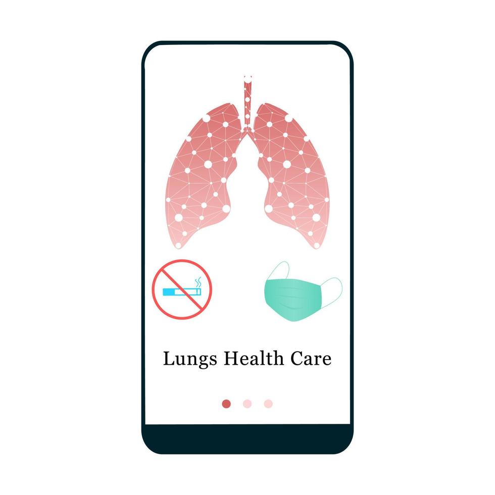 Application design for Lungs Checkup, Lungs Health Care, Pulmonology Fluorographic Examination. UI onboarding screen design. Onboard mobile app template page. Modern flat vector illustration.