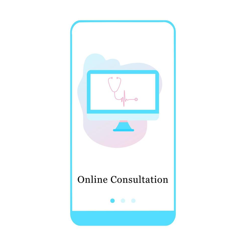 Application design for Online Doctor, Online Consultation, Virtual Doctor, Online Diagnosis. UI onboarding screen design. 3D isometric onboard mobile app template page. Modern flat vector illustration