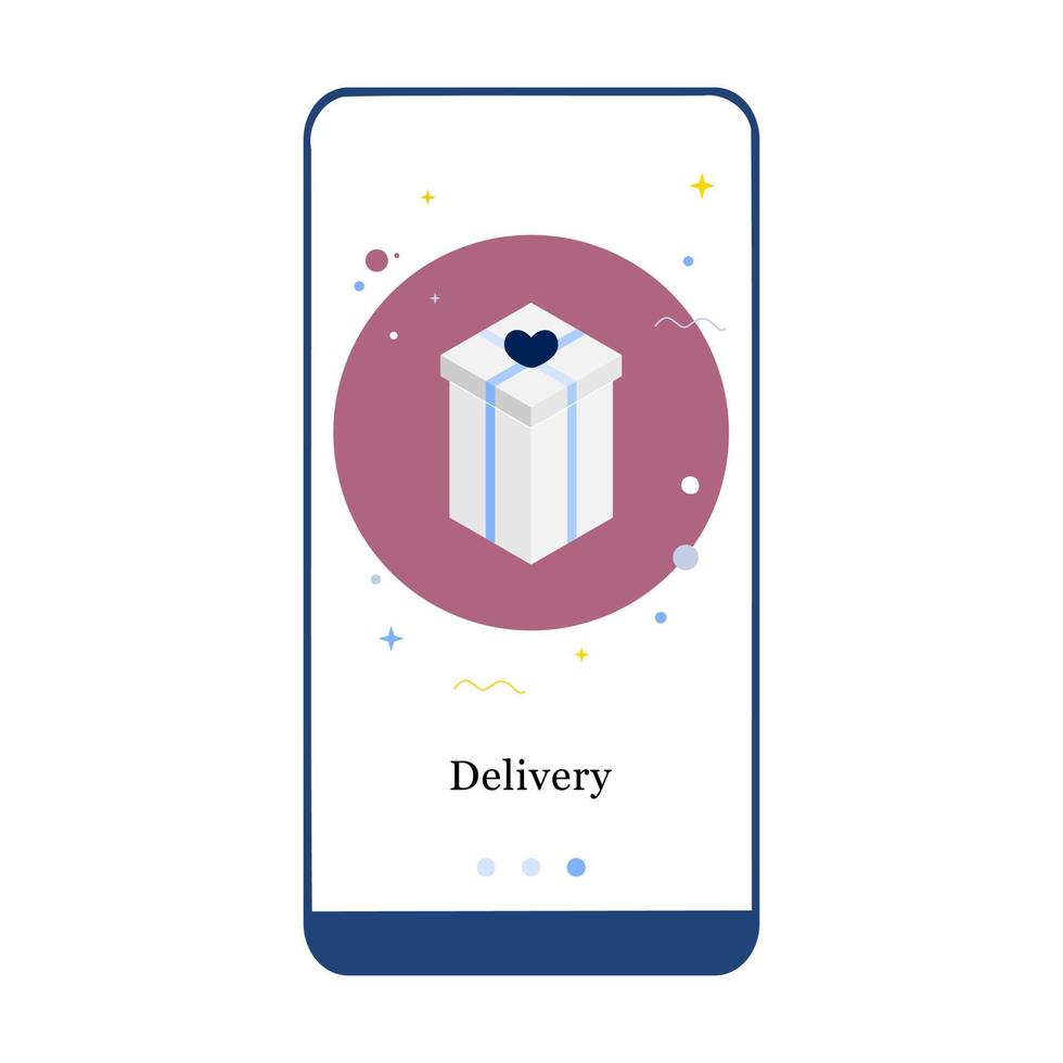 Vector illustration of Free Delivery Service, Free Shipping and Fast Delivery on the onboarding app screen and web concept. Interface UX, UI GUI screen template for app smart phone or web site banner.